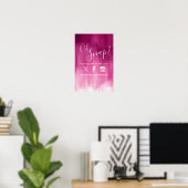 Oeps hashtag bruiloft roze rood moderne kunst poster (Thuiskantoor)