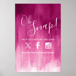 Oeps hashtag bruiloft roze rood moderne kunst poster