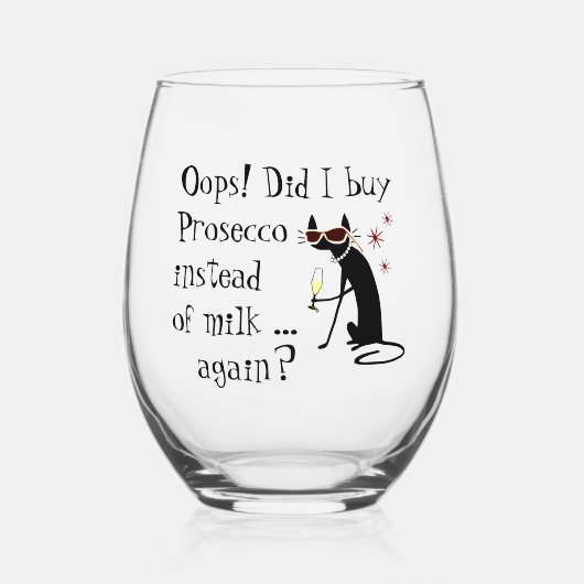 Oeps heb ik Prosecco gekocht in plaats van melk Wijnglas Zonder Voet (Voorkant)
