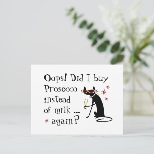 Oeps heb ik Prosecco in plaats van melk weer gekoc Briefkaart (Staand voorkant)