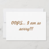 Oeps!! Het spijt me zo. kaarten (Achterkant)