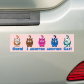 Oeps!  Ik heb nog een kat aangenomen. Bumpersticker (Op auto)
