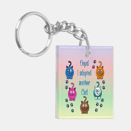 Oeps! Ik heb nog een kat aangenomen. Sleutelhang Sleutelhanger (Voorkant Links)