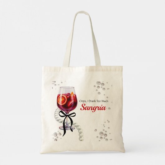 Oeps, ik heb te veel Sangria Drink Tote Bag (Achterkant)
