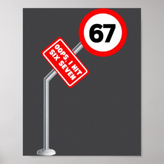 Oeps ik raakte zes zeven 6 7 Meme Grappige Brainro Poster (Voorkant)