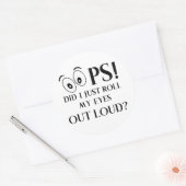 Oeps, ik rolde gewoon mijn ogen hardop uit ronde sticker (Envelop)