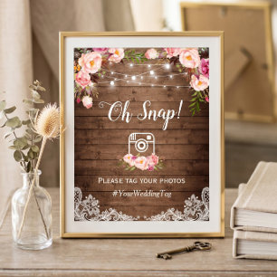 Oeps Instagram Hashtag Landelijke Bloemen Poster