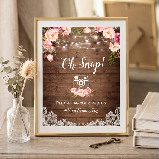Oeps Instagram Hashtag Landelijke Bloemen Poster