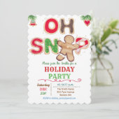 Oeps, kerstman van peperkoek uitnodiging voor fees (Staand voorkant)