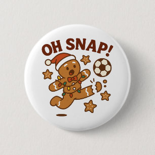 Oeps kerstman van peperkoek voetballen grap kerstm ronde button 5,7 cm