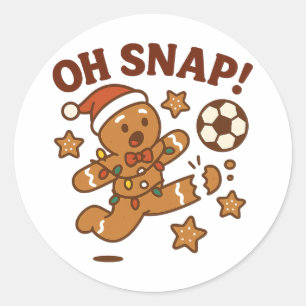 Oeps, kerstman van peperkoek voetballt leuk kerstf ronde sticker
