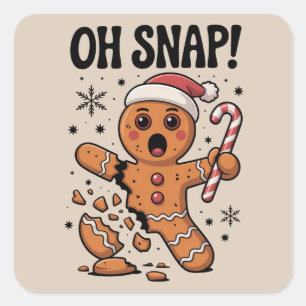 Oeps! Kerstmis Gemberkoek Kerstman Hoed  Vierkante Sticker