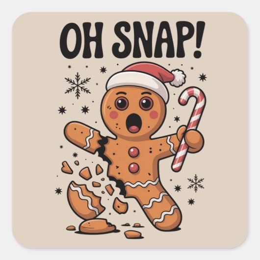 Oeps! Kerstmis Gemberkoek Kerstman Hoed  Vierkante Sticker (Voorkant)