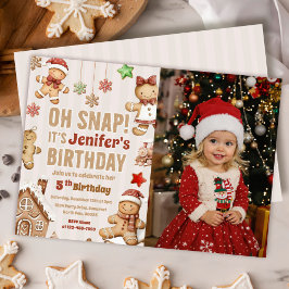 Oeps Kerstmis Gingerbread Verjaardagsfoto Kaart