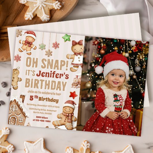 Oeps Kerstmis Gingerbread Verjaardagsfoto Kaart