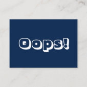 Oeps, Oeps! Sorry blauw wit, modern, vetgedrukt Advieskaart (Voorkant)