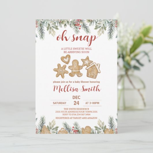 Oeps Peperkoek Kerst Baby Shower Kaart (Staand voorkant)