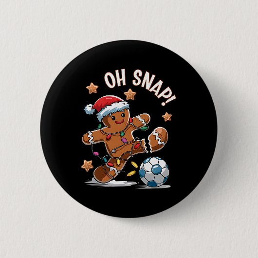 Oeps Peperkoekman Kerst Voetbal 1 Ronde Button 5,7 Cm (Voorkant)