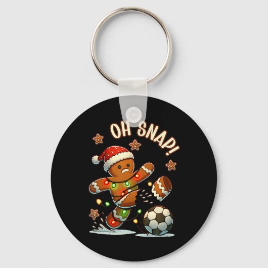 Oeps Peperkoekman Kerst Voetbal Sleutelhanger (Voorkant)