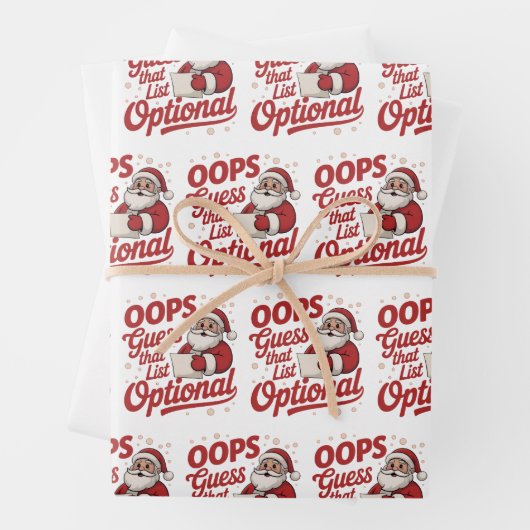 Oeps Raad dat Lijstje Optioneel Grappige Kerstman  Inpakpapier Vel (In situ)