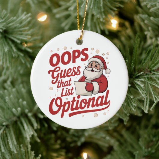 Oeps Raad Die Lijst Optioneel Grappige Kerstman Keramisch Ornament (Boom)