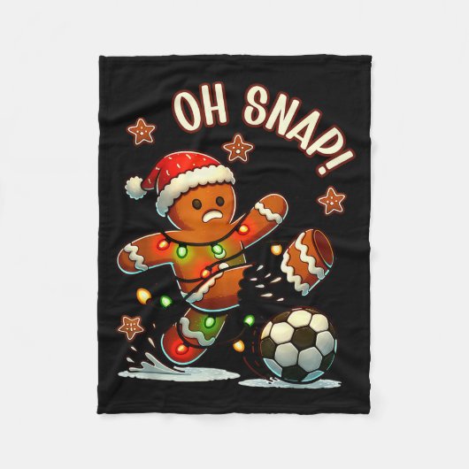 Oeps Snap Peperkoekman Kerst Voetbal Fleece Deken (Voorkant)