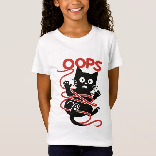 Oeps! Tangled Cat Graphic T-shirt (Voorkant)
