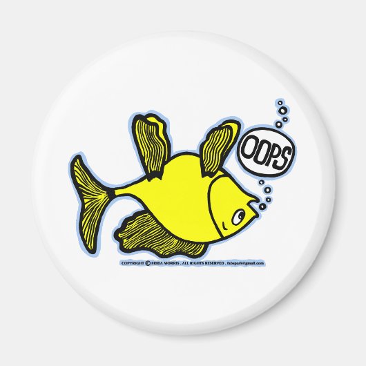 OEPS! Up Side Down Fish! grappige MAGNEET (Voorkant)