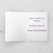 OEPS...verjaardagskaart met vertraging Bedankkaart (Binnen)