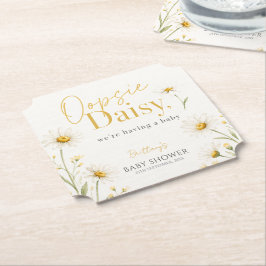 Oepsie Daisy Minimalistische Waterverf Baby Shower Kartonnen Onderzetters