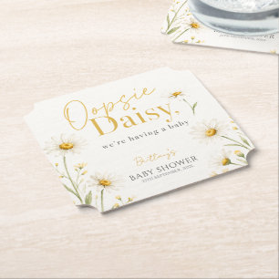 Oepsie Daisy Minimalistische Waterverf Baby Shower Kartonnen Onderzetters