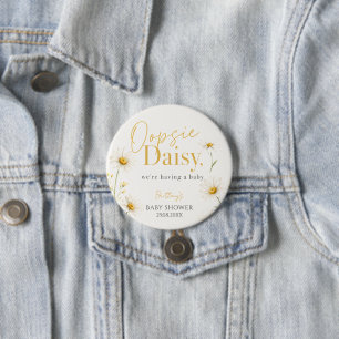 Oepsie Daisy Minimalistische Waterverf Baby Shower Ronde Button 7,6 Cm