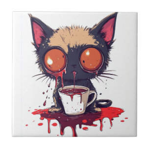Oepsie Meow Verdrietige Kawaii Kat Coffieliefhebb Tegeltje
