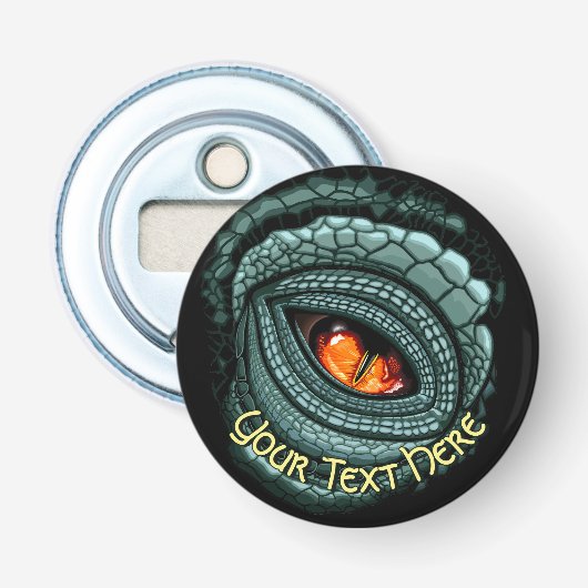 Oer reptiel roofdier oog button flesopener (Voorkant)