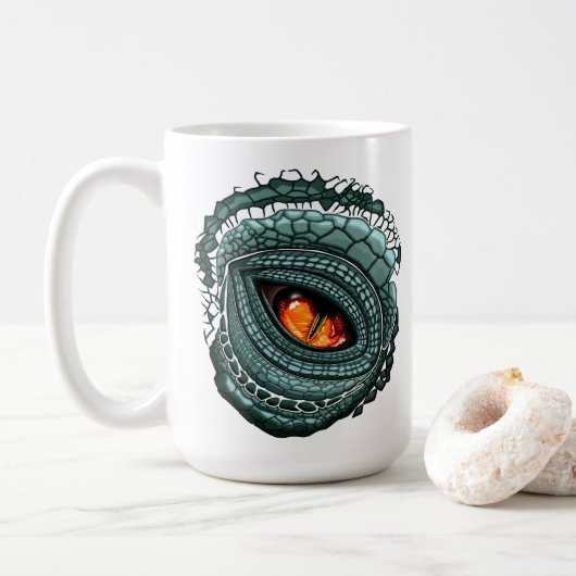 Oer reptiel roofdier oog koffiemok (Met donut)
