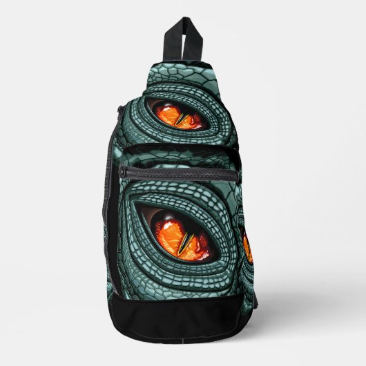 Oer reptiel roofdier oog sling bag (Voorkant)