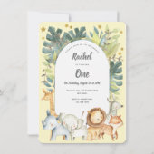 oerwoud 1e verjaardag, schattige safari dieren gee kaart (Voorkant)