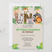 Oerwoud 1e verjaardag Uitnodigingen - Español (Voorkant)