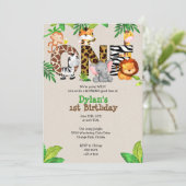 Oerwoud 1e verjaardag van uitnodigingen van de par (Staand voorkant)