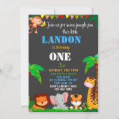 Oerwoud 1e verjaardagsuitnodiging Wilde één uitnod Kaart (Voorkant)