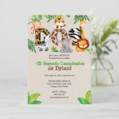 Oerwoud 2e verjaardag Uitnodigingen - Español (Staand voorkant)