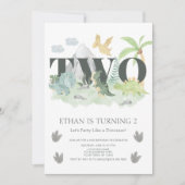 Oerwoud 2e Verjaardag Waterverf Dinosaur Party Kaart (Voorkant)