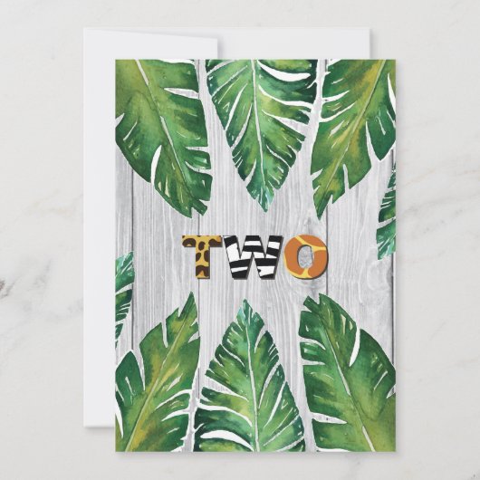 Oerwoud 2e verjaardagsuitnodiging Girl safari zoo  Kaart (Achterkant)