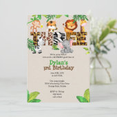 Oerwoud 3e verjaardag van uitnodigingen (Staand voorkant)