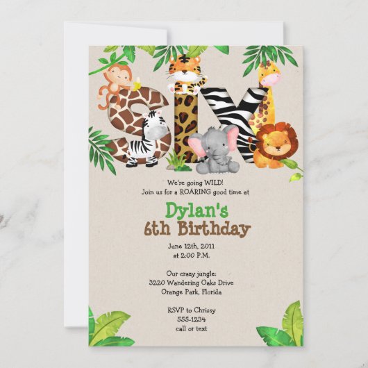 Oerwoud 6e verjaardag kaart (Voorkant)