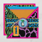 Oerwoud aap eerste verjaardag uitnodiging Wilde (Voorkant / Achterkant)