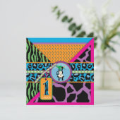 Oerwoud aap eerste verjaardag uitnodiging Wilde (Staand voorkant)