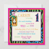 Oerwoud aap eerste verjaardag uitnodiging Wilde (Achterkant)