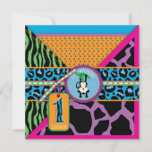 Oerwoud aap eerste verjaardag uitnodiging Wilde (Voorkant)