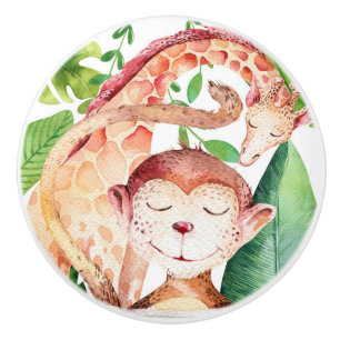 Oerwoud aap en Giraffe Safari Bedroom Nursery Keramische Knop